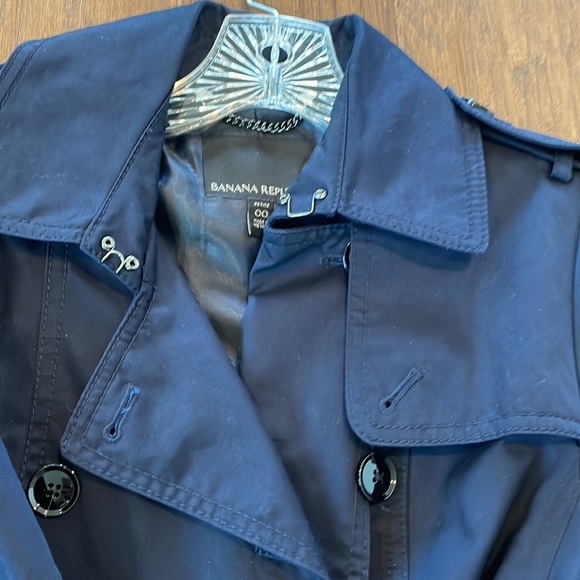 Banana Republic Navy Dark Blue Blazer trenchcoat Jacket with Flare - Picture 2 of 9